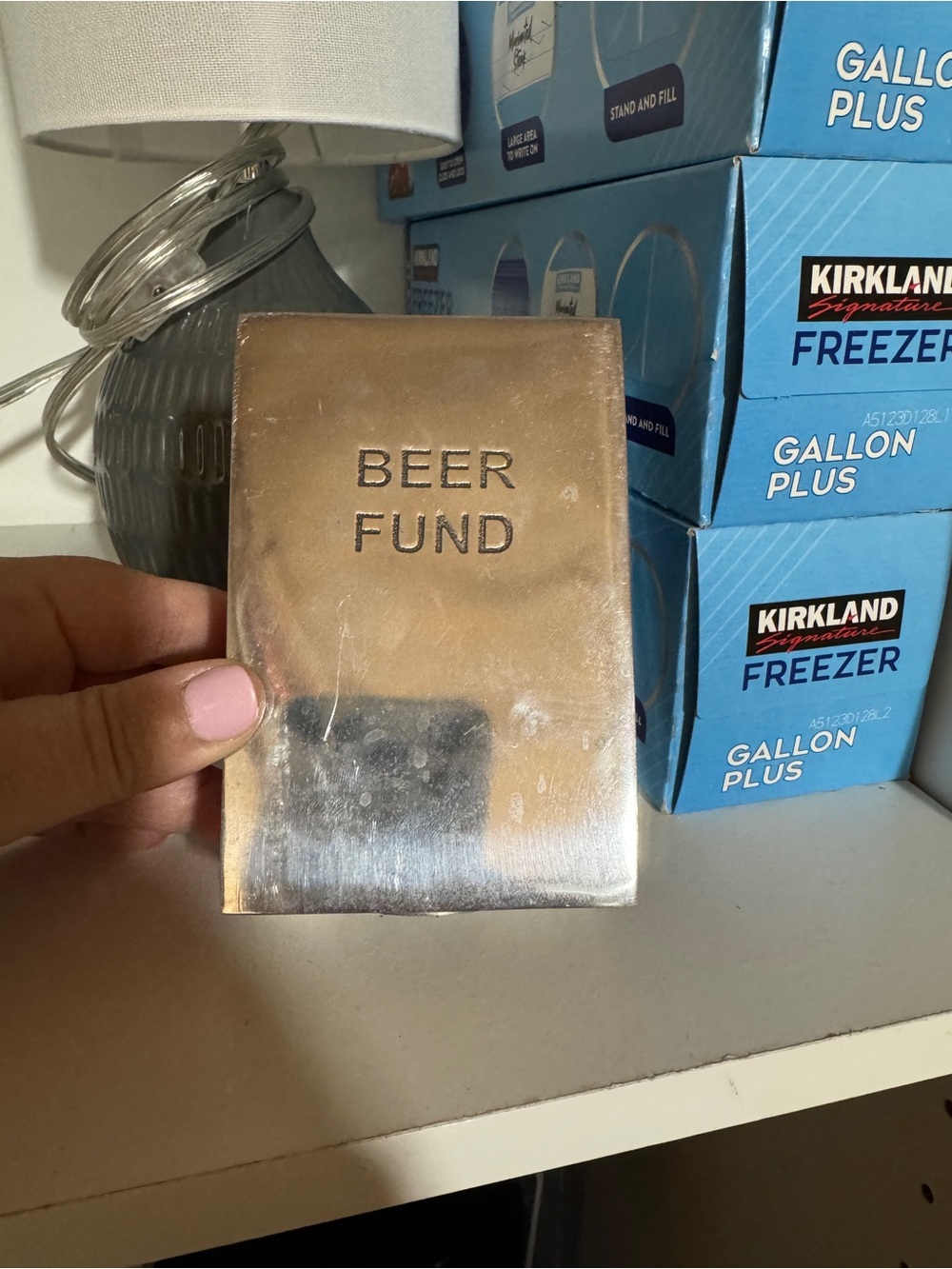 Metallic 'Beer Fund' Trinket Box - Silver Bank for coins